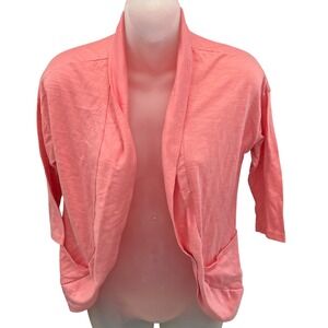 Inspired Hearts Womens Cardigan Open Front 3/4 Sleeve Peach S